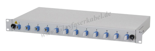 19 Zoll Box mit 12 E2000 Singlemode Kupplungen