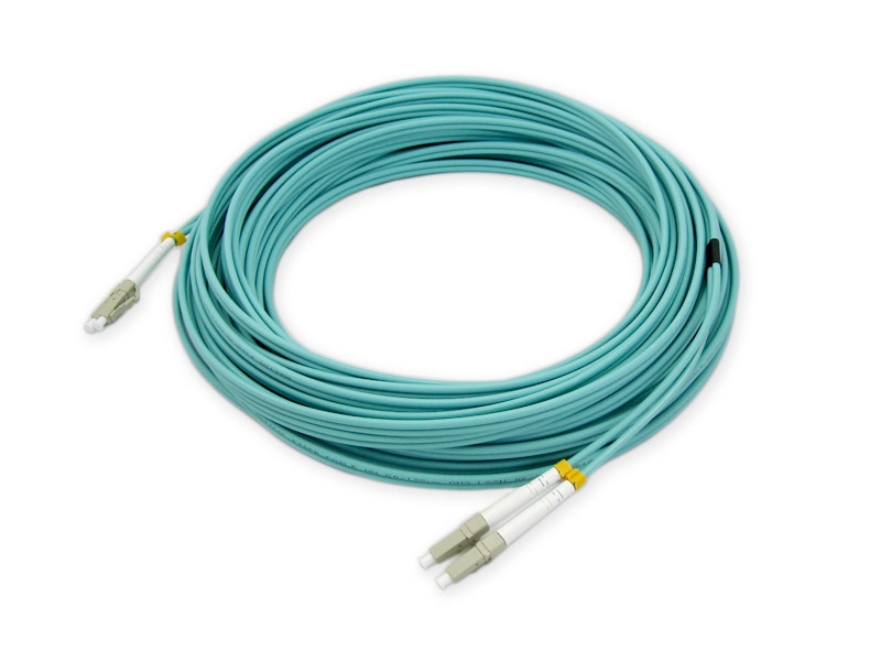 LC Stecker Duplex Aqua/Türkis Fiber Optic Cable BIGtec 50m LWL Kabel Patchkabel OM3 Glasfaser-Kabel 40Gbit Multimode 50/125µm Ø 2mm Jumper LC 